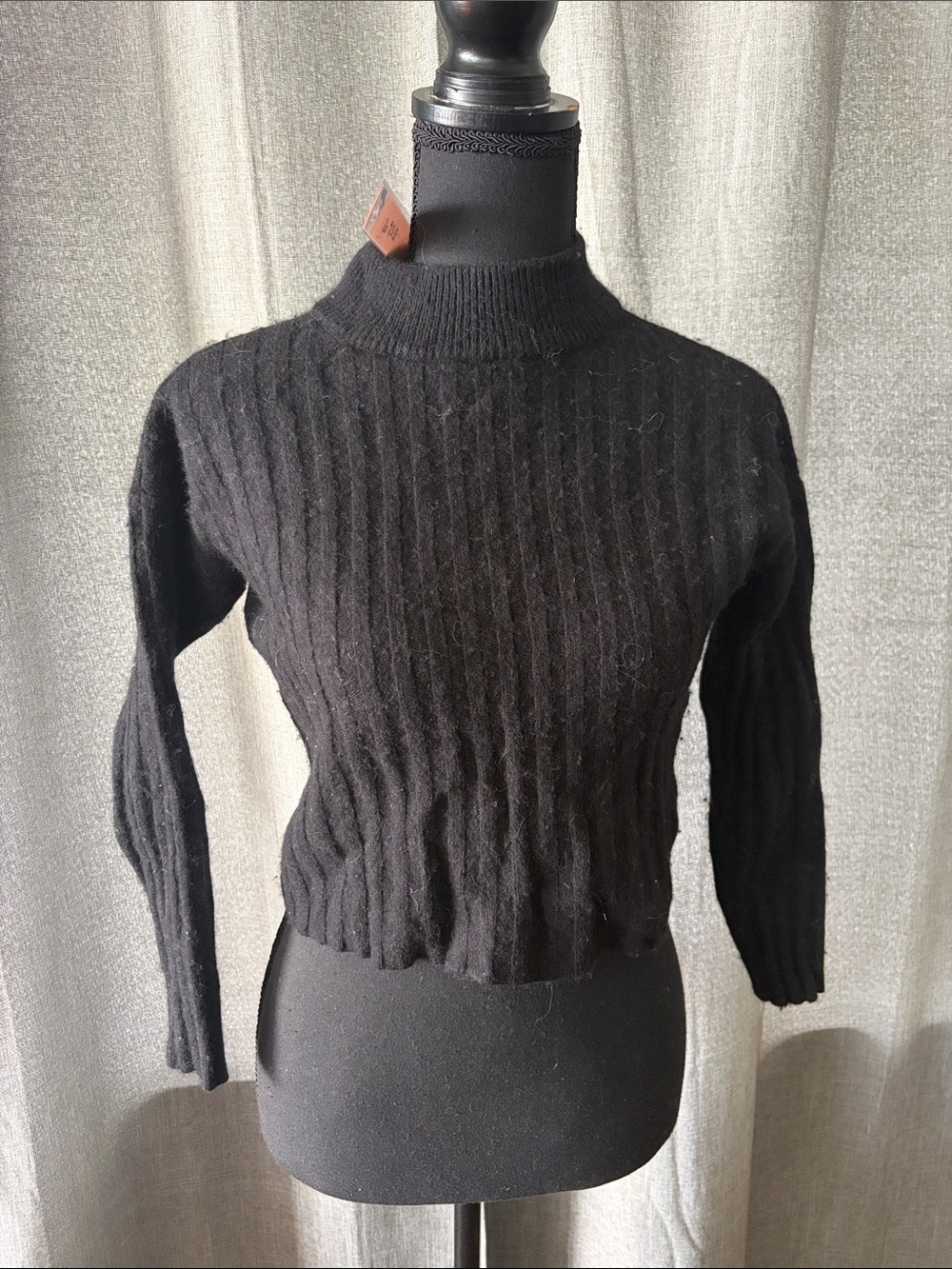 Madewell Black Ribbed Mock-Neck Sweater